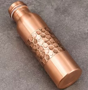 Bouteille d'eau en cuivre pur martelé à la main, nouveau design, pour la maison, le bureau, l'école, la salle de sport, la course à pied, le yoga, 1 litre - Product Image 3