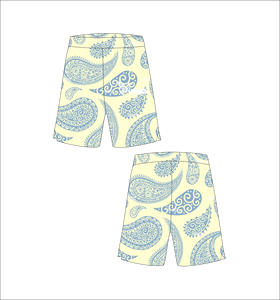 Custom <b>Yellow</b> Basketball <b>Shorts</b> with Light Blue Paisley Pattern Lightweight Breathable Mesh Athletic Training Streetwear Style - Product Image 1