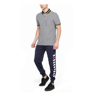 Polo homme gris uni avec col contrastant, poche, manches courtes, respirant, décontracté, pour l'été, le golf et le tennis - Product Image 6