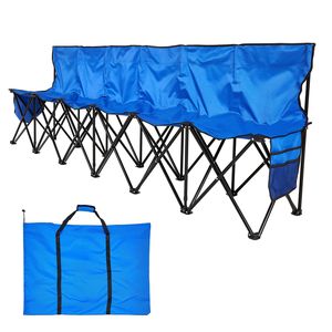 Panca da Calcio Pieghevole a 6 Posti con Tasche Laterali e Borsa per il Trasporto - Arredo da Campeggio Leggero - Product Image 1