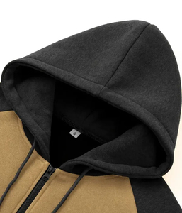 Survêtement à capuche pour homme, color block, manches longues, fermeture éclair, décontracté, respirant, polyester-coton, poids moyen, coupe classique, automne - Product Image 4