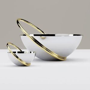 Party <b>snack</b> tray, metal bowl set, stainless steel bowl, gold plated serving tray, luxury serving set, - Product Image 2