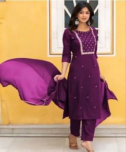 Conjunto Étnico Moderno para Mujer, Top, Pantalón y Dupatta con Bordado de Rayón, Ropa de Fiesta India/Pakistán, Regular 85902 SAHAJANAND- SI:-374 - Product Image 2