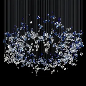 Projeto Chandelier Art Decor Design Criativo Sombra Azul Claro Meteórico Em Forma De Vidro Nebulosa Paisagem Pendurado Luz Pingente