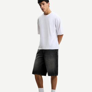 Custom Men’s Baggy Denim <b>Shorts</b> Vintage Washed <b>Black</b> <b>Jean</b> <b>Shorts</b> Loose Fit Knee Length Streetwear Jorts Wholesale - Product Image 2