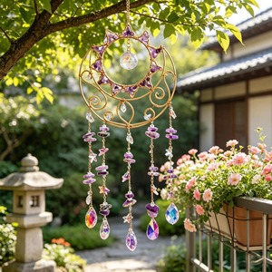 Atrapasueños de diseño colorido, hecho a mano con metal y cristal, decoración colgante para el hogar, jardín, ventana, balcón y como regalo, arte decorativo. - Product Image 6