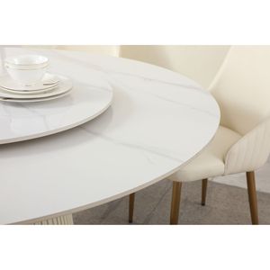 59 \ "moderno tavolo da pranzo in pietra sinterizzata con 31.5 \" giradischi legno pregiato piedistallo in metallo 4 pz sedie-elegante sala da pranzo Set - Product Image 6