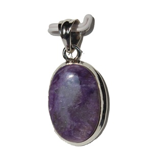 2025 Grado Superior Charoite cabujón Unisex colgante 925 plata esterlina forma ovalada bisel ajuste Natural moda colgante encantos - Product Image 3