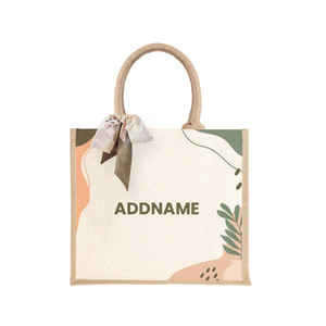 Sac à main en jute laminé imprimé sur mesure, sac de shopping promotionnel écologique pour supermarché - Product Image 1