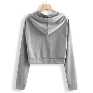 High Quality Heavyweight Hooded Cropped Hoodies 100% Cotton Canvas Embroidered Women's Streetwear Solid Front Design - Product Image 2
