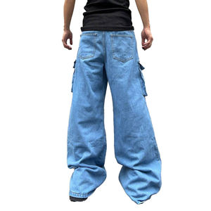 Manufacturer Direct Men's Wholesale Breathable Casual Dark Straight Solid Denim Jeans Embroidery for Summer Autumn Winter - Product Image 6