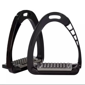 Horse Safety Stirrup Irons 4.75" Quick Release Black Aluminium Design with Auto Safety Opening, Wider <b>Foot</b> <b>Rest</b>, Stable Grip - Product Image 5