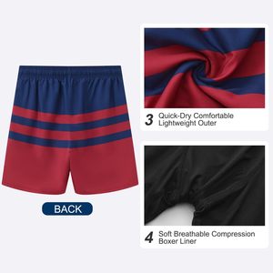Short de bain rayé à séchage rapide pour homme HODO SPORT avec cordon de serrage et slip intégré pour la natation et les activités sportives - Product Image 3