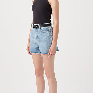 Pantalones Cortos de Mezclilla de Cintura Alta para Mujer, Estilo Casual, Color Azul Claro, con Bolsillos, de Algodón, Lavado a la Piedra, Pierna Recta, Ideales para Verano - ¡Los Más Vendidos! - Product Image 4
