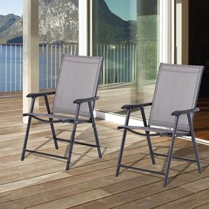 Set di 2 Sedie Pieghevoli da Giardino con Rete Traspirante e Braccioli per Giardino, Cortile, Campeggio - Ideale per Appartamenti - Product Image 2