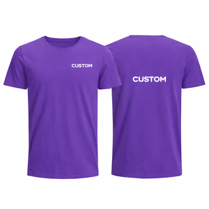 T-shirt personnalisé pour homme, violet uni, col rond, en coton, manches courtes, coupe classique, style streetwear, vente en gros, haut d'été - Product Image 1