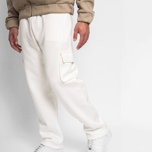 Men <b>White</b> Off <b>White</b> <b>Cargo</b> Fleece Sweatpants Oversized Side Pocket Baggy Lounge Pants Casual Streetwear Trousers Wholesale - Product Image 2