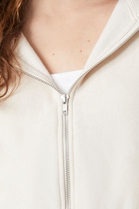 Wholesale Custom Logo High Quality <b>Women</b> Hooded Full <b>Zip</b> Drawstring Soft Fleece Oversized Lounge Cropped <b>Zip</b>-Up <b>Women</b> Hoodies - Product Image 4