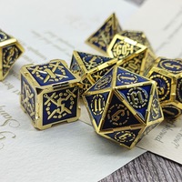 Ensemble de dés de jeu D&D personnalisés gravés avec un dragon, dés polyédriques en métal, alliage de zinc, dés en métal solide pour jeux de rôle