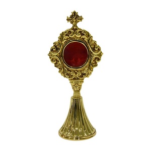 Relicario de Latón Antiguo con Acabado Dorado, Centro Rojo Redondo, Diseño Tradicional, Decoración de Mesa para el Hogar, Duradero, para Sala de Estar, de Metal - Product Image 1