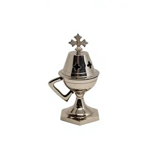 METAL LINE EXPORTS Brûleur d'encens en laiton fait main avec couvercle papillon ajouré, support religieux écologique et durable - Product Image 3