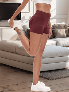 High Waist Drawstring Shorts Elastic Waistband Solid Color Casual Women's Athletic Short Pants - Product Image 4