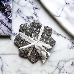 Wholesale Price Table <b>Decor</b> Hand Beaded Embroidery <b>Snowflake</b> Coasters Luxury Home Accessory - Product Image 4