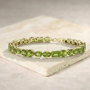 Pulsera de Peridoto Natural con Piedras Multiformes en Plata de Ley o Chapado en Oro, Joyería Fina con Gema de Peridoto para Mujer - Product Image 1