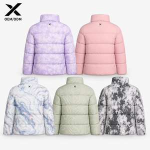 X Sports City Women's Sublimated & <b>Patterned</b> Puffer Stand Collar Winter <b>Quilted</b> <b>Jacket</b> High Quality Zipper Closure Solid Color - Product Image 2