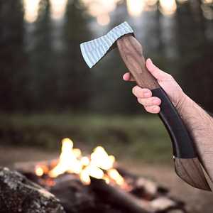 Custom <b>Hand</b> Forged Viking Axe | High Carbon Steel Blade, Brown Leather Wrapped Wood Handle Survival <b>Tool</b> With Leather Cover - Product Image 6