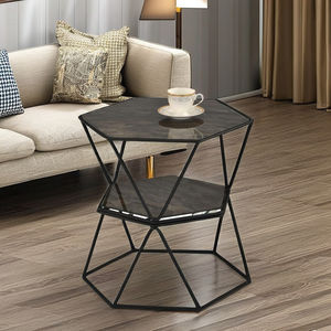 TMG-A102 Table de jardin hexagonale moderne Table d'appoint en métal et verre trempé pour plantes Meubles de maison pour salon - Product Image 1