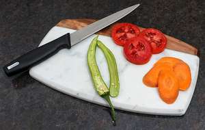 Bol à fruits élégant et décoratif en marbre et bois d'acacia moderne pour la maison et la cuisine - Product Image 2