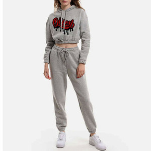 Conjuntos Deportivos de Dos Piezas de Alta Calidad para Mujer, Ropa Urbana, Sudadera Corta Personalizada y Pantalones Deportivos - Product Image 1