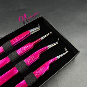 Pince à épiler pour extensions de cils en acier inoxydable, rose poudré, gravée d'une étoile, antibactérienne, légère, toutes directions - Product Image 4