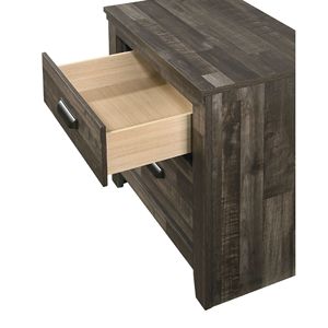 Contemporary <b>2</b>-<b>Drawer</b> Nightstand with Black Finished Handles Brown Mixed Finish Bedroom Furniture with Two <b>Storage</b> <b>Drawers</b> - Product Image 3