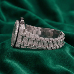 Reloj Cronógrafo Totalmente Cubierto de Diamantes, Aspecto Plateado, Esfera Árabe de Lujo, Reloj de Pulsera de Acero Inoxidable - Product Image 2