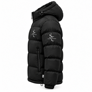 Veste matelassée à capuche unisexe noire personnalisée, imperméable et respirante, style streetwear, manteau d'hiver oversize, fournisseur en gros de marques privées - Product Image 2