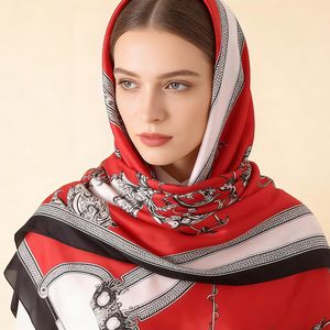 OEM ODM Custom 100% Pure Silk Twill <b>Square</b> <b>Scarf</b> for Women Printed Fashion Silk <b>Scarves</b> Wholesale 90x90cm Factory Supply - Product Image 4