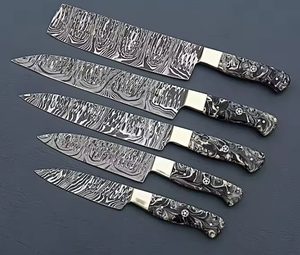 Direct Factory Sale High Quality Custom Wholesale Damascus Steel 5-Piece Ambidextrous Kitchen Boning Chef <b>Knife</b> <b>Set</b> Handmade - Product Image 5