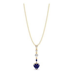 Collier pendentif REYES, nouveau design, argent sterling 925, saphir bleu taille cœur 3,46 carats avec moissanites, forme goutte d'eau - Product Image 1