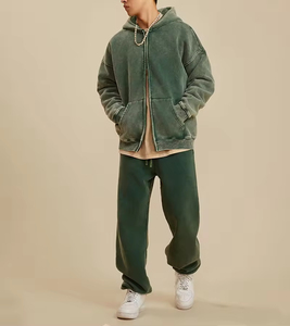 Wholesale <b>Men's</b> Mineral Washed Full Zip Heavyweight Fleece <b>Hoodie</b> Custom Oversized Streetwear <b>Hoodie</b> Custom Made By Twin <b>City</b> - Product Image 5
