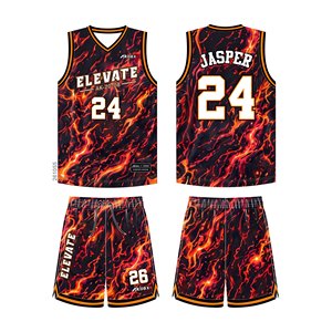 Conjunto de Uniforme de Baloncesto Unisex Personalizado Sublimado, Jersey y Pantalones Cortos 100% Poliéster para Club, Escuela, Liga, Entrenamiento, Partido, Adultos, Secado Rápido - Product Image 1