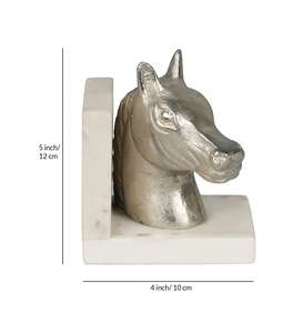 New design cast Aluminium horse bookends white marble base shiny nickel coated customized sizes colors available vintage style - Product Image 2