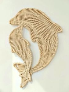 Arte decorativo de pared con forma de delfín tejido a mano, de ratán, ecológico, para la habitación de los niños, diseño estético. - Product Image 2