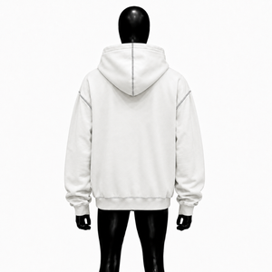 <b>White</b> Oversized Zip Up Hoodie Unisex Heavyweight Fleece <b>Sweatshirt</b> Drop Shoulder Streetwear Blank Custom Hoodies For <b>Men</b> Women - Product Image 2