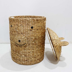 Panier de rangement écologique en jacinthe d'eau en forme d'ours, tressé à la main, avec couvercle, pour organiser les jouets d'enfants, décoration de chambre d'enfant - Product Image 6