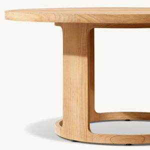 Table ronde en teck en promotion, style moderne et épuré, idéale pour l'extérieur, résistante aux intempéries et durable. - Product Image 6