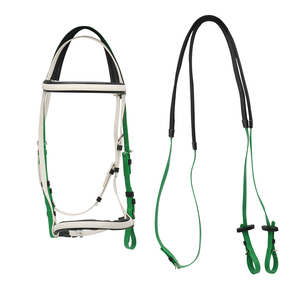 Brida para Caballo de Cuero Genuino Hecha a Mano de Alta Calidad Profesional con Forma Anatómica, Riendas de Roper y Bocado Acolchado Ajustable Suave H - Product Image 1