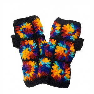 Chauffe-mains et chauffe-pieds en laine tricotés à la main avec motif floral - Product Image 1