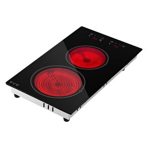 Placa de Cocina Eléctrica Portátil de 12 Pulgadas con 2 Quemadores, 1800W, 120V, Vitrocerámica, Integrada, Radiante, para el Hogar - Product Image 1